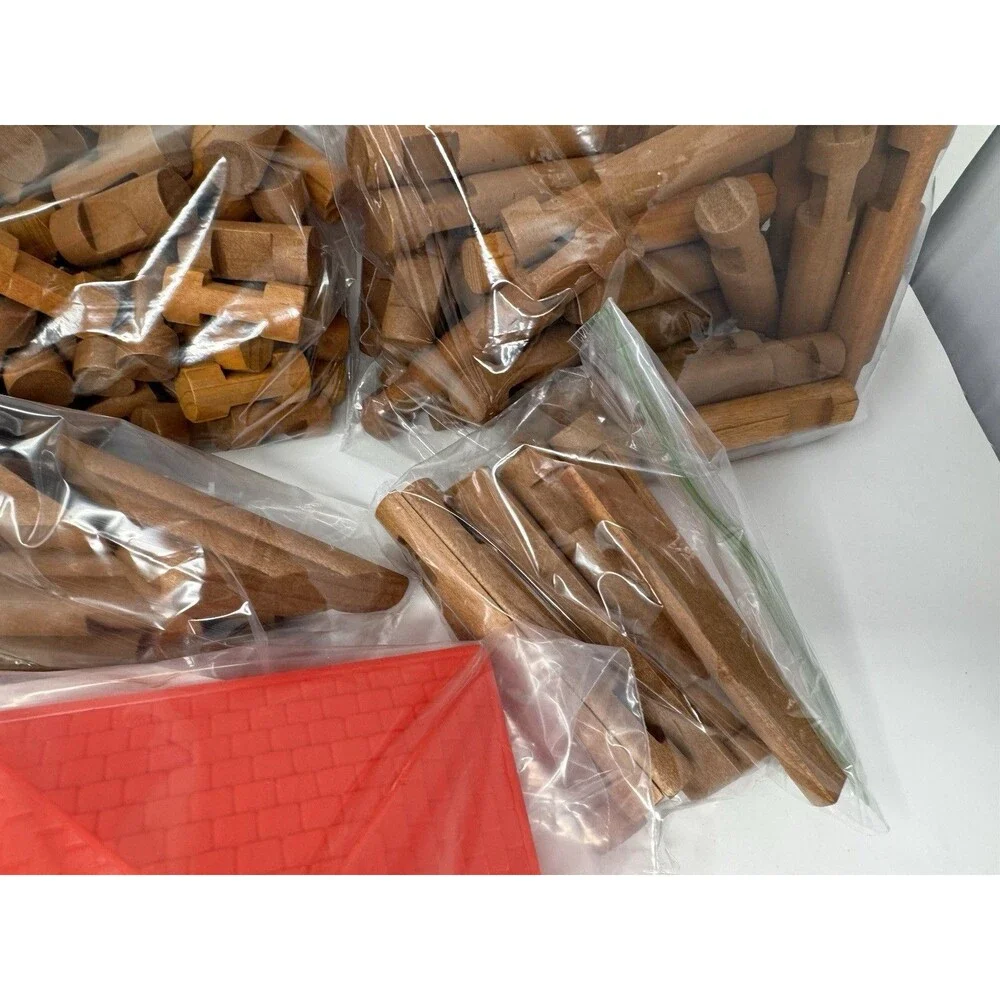Vintage Lincoln Logs Wooden Building Pieces Lot ~290 Pieces Sorted Clean (C)